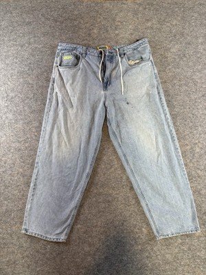 Vintage GMPYRE Wide Leg Y2K Skater Relaxed Jeans Light Blue Sz 36x28 Distressed