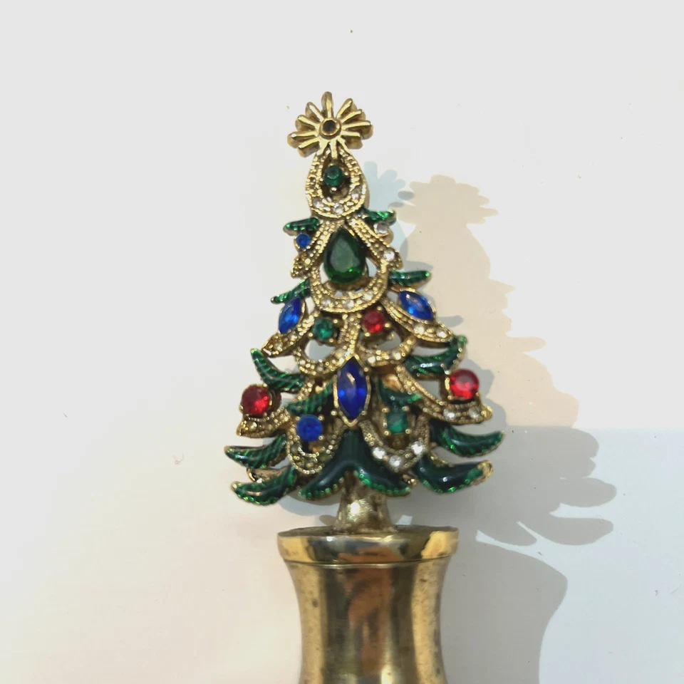 Garrafa de vinho vintage metal latão falso diamante e joias árvore de Natal cortiça - RARO - Imagem 2 de 4