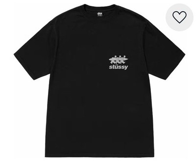 Stussy Surfwalk Pigment Dyed Black Graphic Print Men's Crew Neck T
