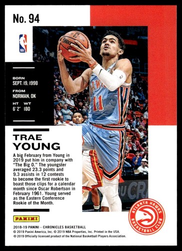 2018 Panini Chronicles #94 Trae Young RC - Picture 2 of 2