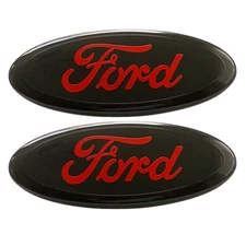 2pcs RED  Emblem Front Grille Logo + Rear Tailgate Badge  Ford
