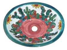 Mexican Ceramic Bathroom Sink 17x14 Drop in Talavera Handmade # 095