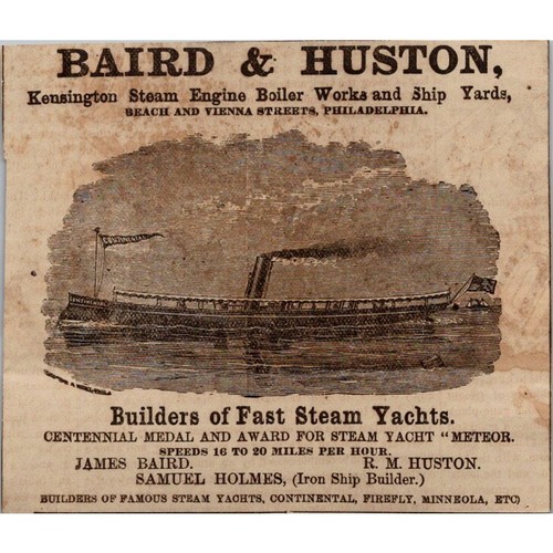 Baird & Huston Kensington Steam Engine Philadelphia 1878 Clipping SAI4-6