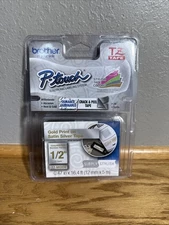 Brother 1/2" (12mm) Gold on Silver P-touch Tape for PT1750, PT-1750 Label Maker