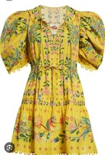 NEW, Farm Rio Flowers Cotton Minidress in yellow size XL #MD056