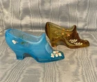 Vintage Rare Fenton Hand Painted Ladies Glass Shoes ( 2 )   USA