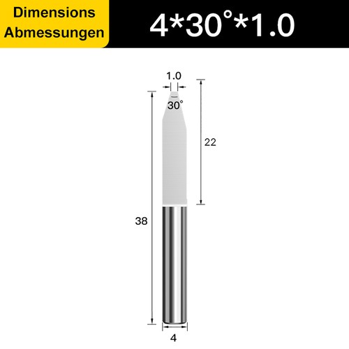 V-shape PCB Carbide Engraving Bit 15°-45º 0.1-1.2mm Milling Cutter CNC 4mm Shank - Picture 28 of 31