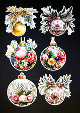 Beautiful DIE CUT CARD TOPPERS Australian Flower Christmas Baubles Wattle