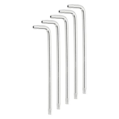 5 Pcs T27 Anti Tamper Proof Torx Hex Key Wrench with Hole 4.49'' Long Arm, Silver