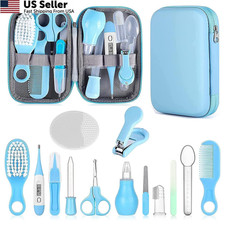 Baby Grooming Kit Infant Safety Care Set Nail Clipper Brush Nasal Aspirator Blue
