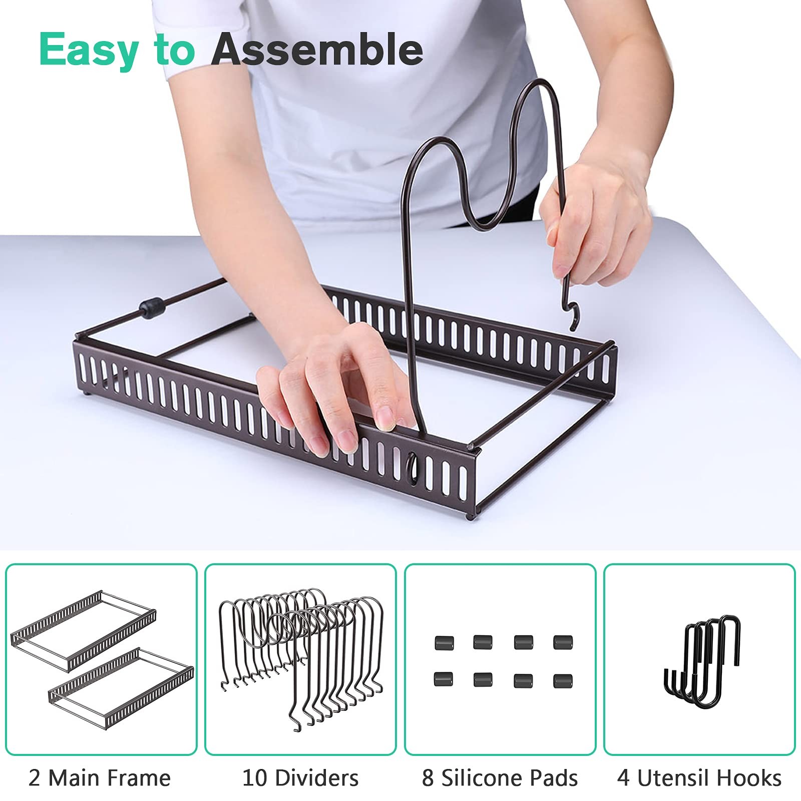 Expandable Pot and Pan Organizer for Cabinet with 10 Dividers, Adjustable Pot...