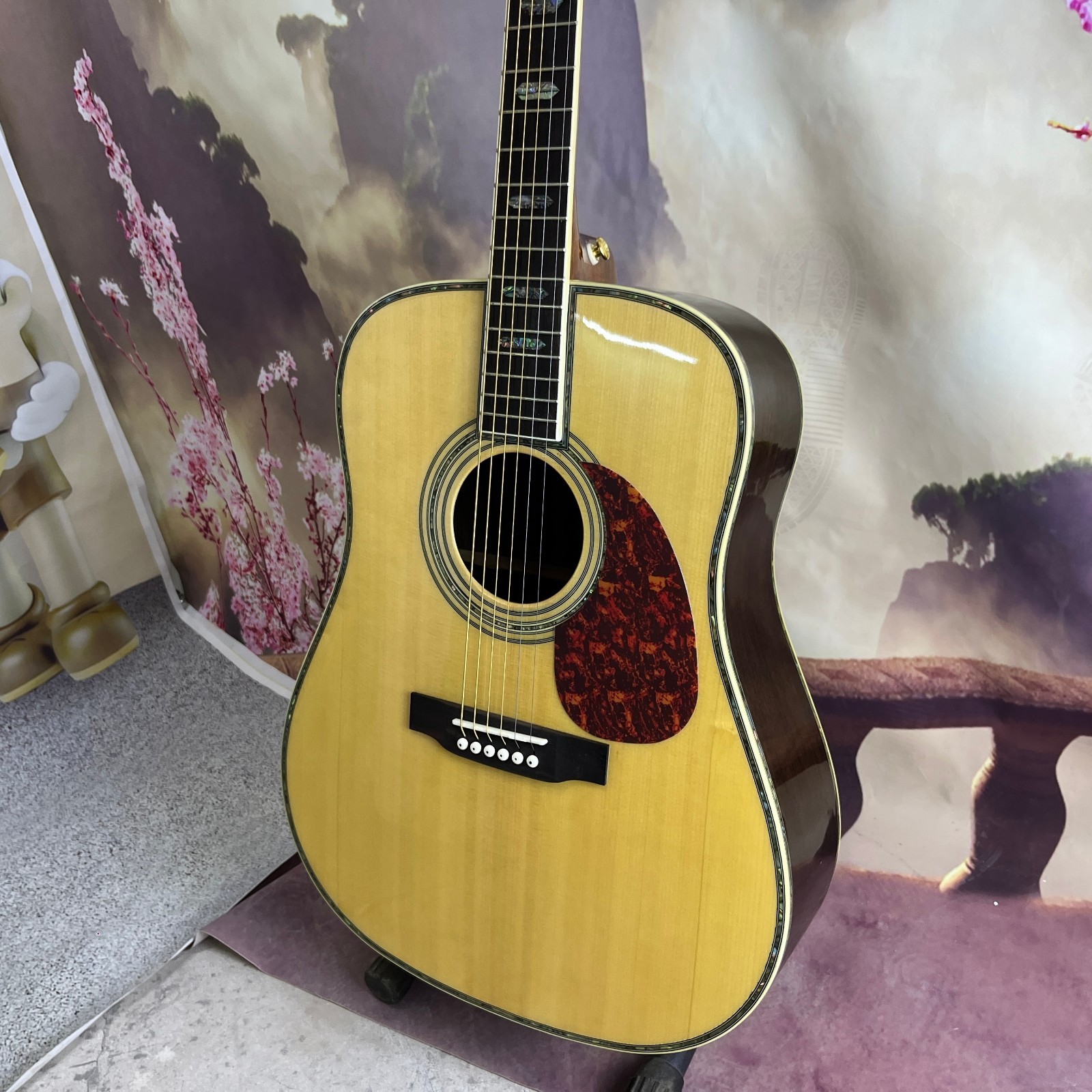 Classic D45 Style Acoustic Guitar Deluxe Abalone Inlay Solid Spruce Top FREESHIP