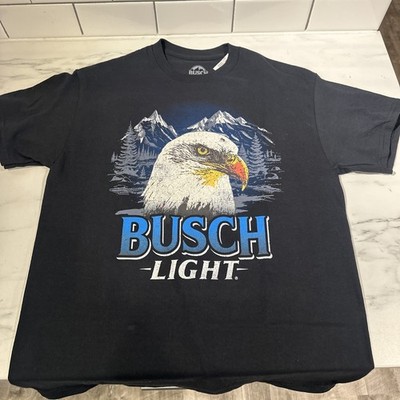 BUSCH LIGHT Beer Shirt MENS Small Black Bald Eagle Fishing Hunting CASUAL NWT