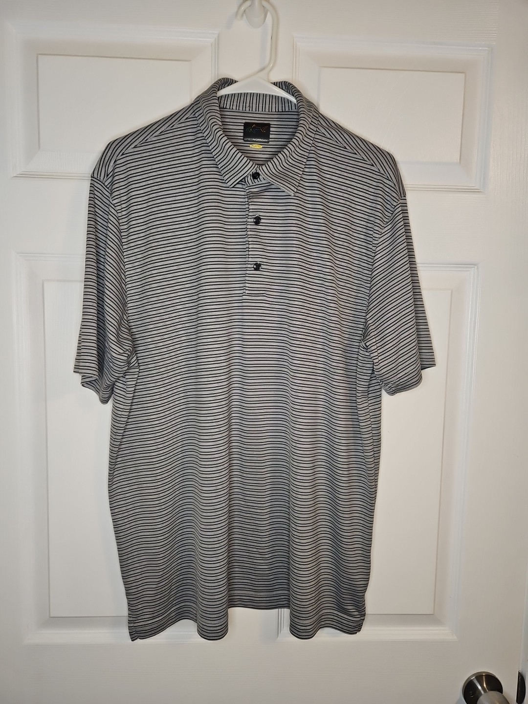 Vintage Greg Norman Polo Shirt Mens XL Striped Golf Polo Sport Golfing 90’s Rare