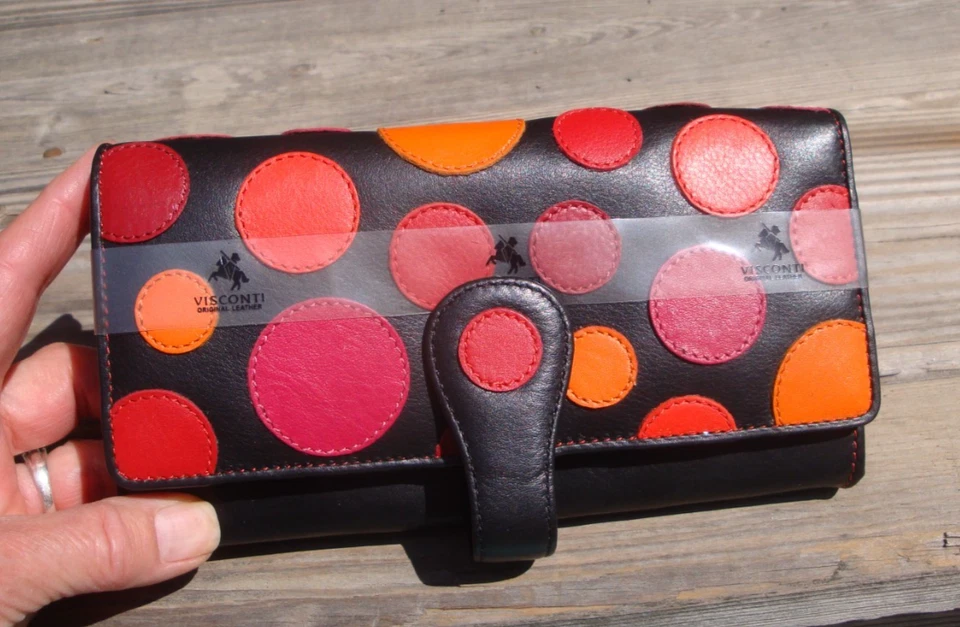 VISCONTI LONDON Neptuno Lunares Grande Cuero Billetera Bolso sin asas Negro Multi Foto 3 de 4