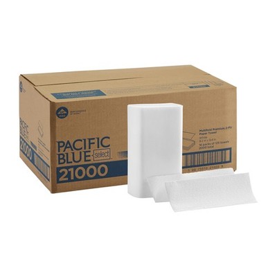 Pacific Blue Select Multifold Premium 2-Ply Paper Towels White, 21000, 125 Paper