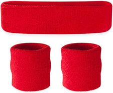 Sweatbands Set, Moisture Wicking 2 Wristbands and 1 Headband, Breathable Terry C