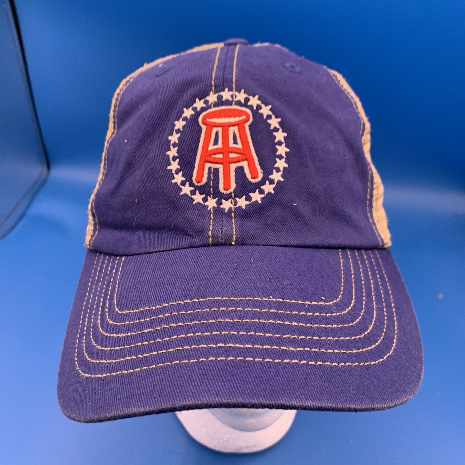 Barstool Sports Logo 47 Brand Clean Up Hat Navy Blue Beige Snapback Trucker Cap