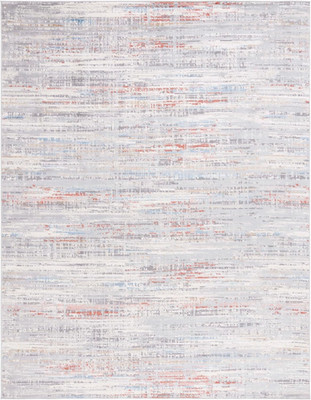 Shivan 9' x 12' Area Rug - Modern Abstract, Light Grey & Rust, Easy Care