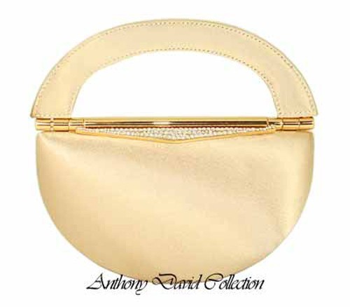 Anthony David Gold Satin Evening Bag with Swarovski Crystal Clasp - Picture 1 of 1