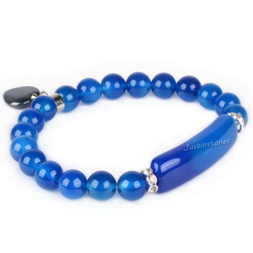 Semi-precious gemstone beads Heart Charm stretch bracelet 7" - Picture 70 of 168