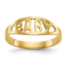 Real 14kt Yellow Gold Polished Baby Ring S:1