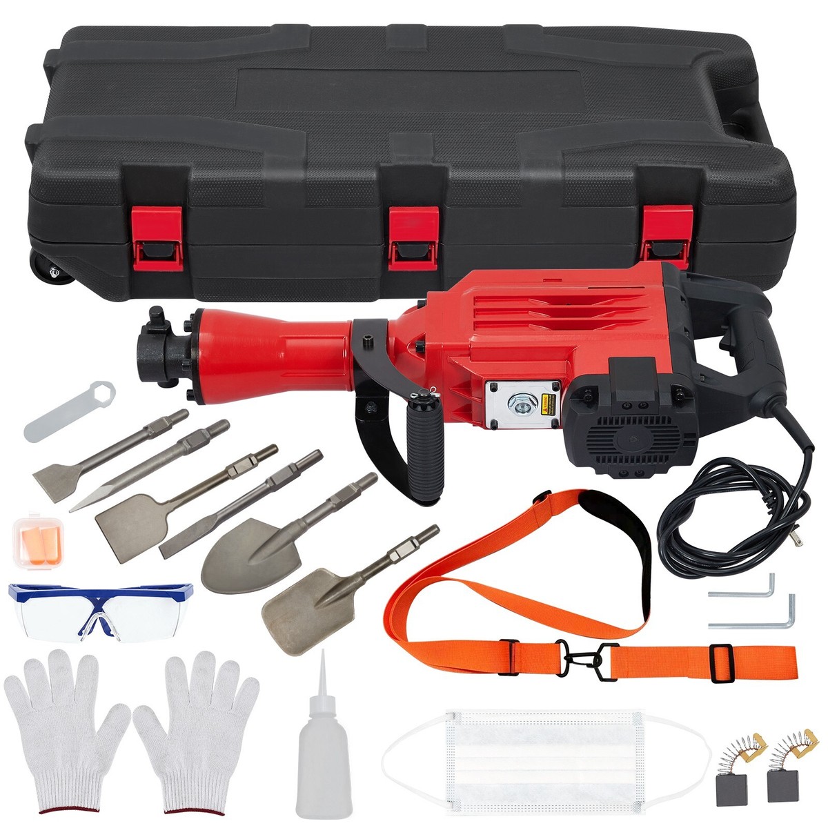 Heavy Duty 3600W Demolition Jack Hammer with 6 Chisel Bits