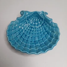 Porcelain Seashell Candy Dish 8.75" Turquoise