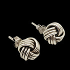 Nice Sterling Silver Three Band Love Knot Pierced Earrings