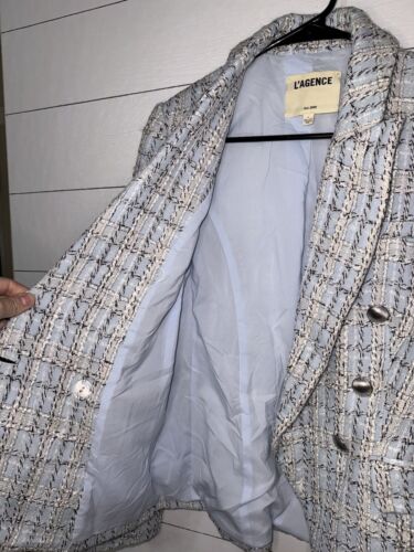 Blazer doppiopetto tweed L'AGENCE Kenzie taglia 2 NUOVO - Foto 7 di 11
