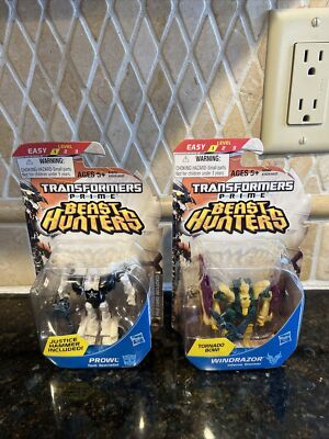 2x Transformers Prime Beast Hunters Windrazor/PROWL, New/Sealed (2012 Hasbro)