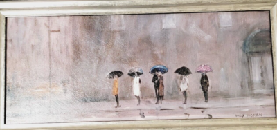WAITING FOR A CAB ON PARK AVENUE by MAX MORAN Oil on Canvas in