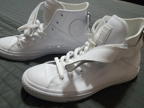 Nuevas Tenis Converse Chuck Taylor todos Star Mono Cromo De Cuero Blanco |  eBay