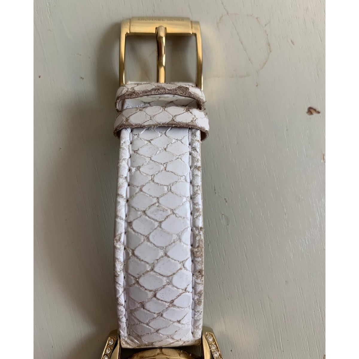 Michael Kors Watch White Python Snake Embossed Leather Band Mob Wife Crystals Michael Kors Watch White Python Snake Embossed Leather Band  main image 2
