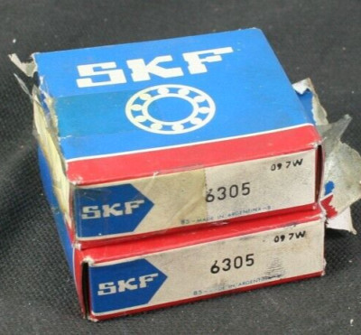 Two (2) SKF 6305 Deep Groove Bearing 25MM ID Argentina NEW