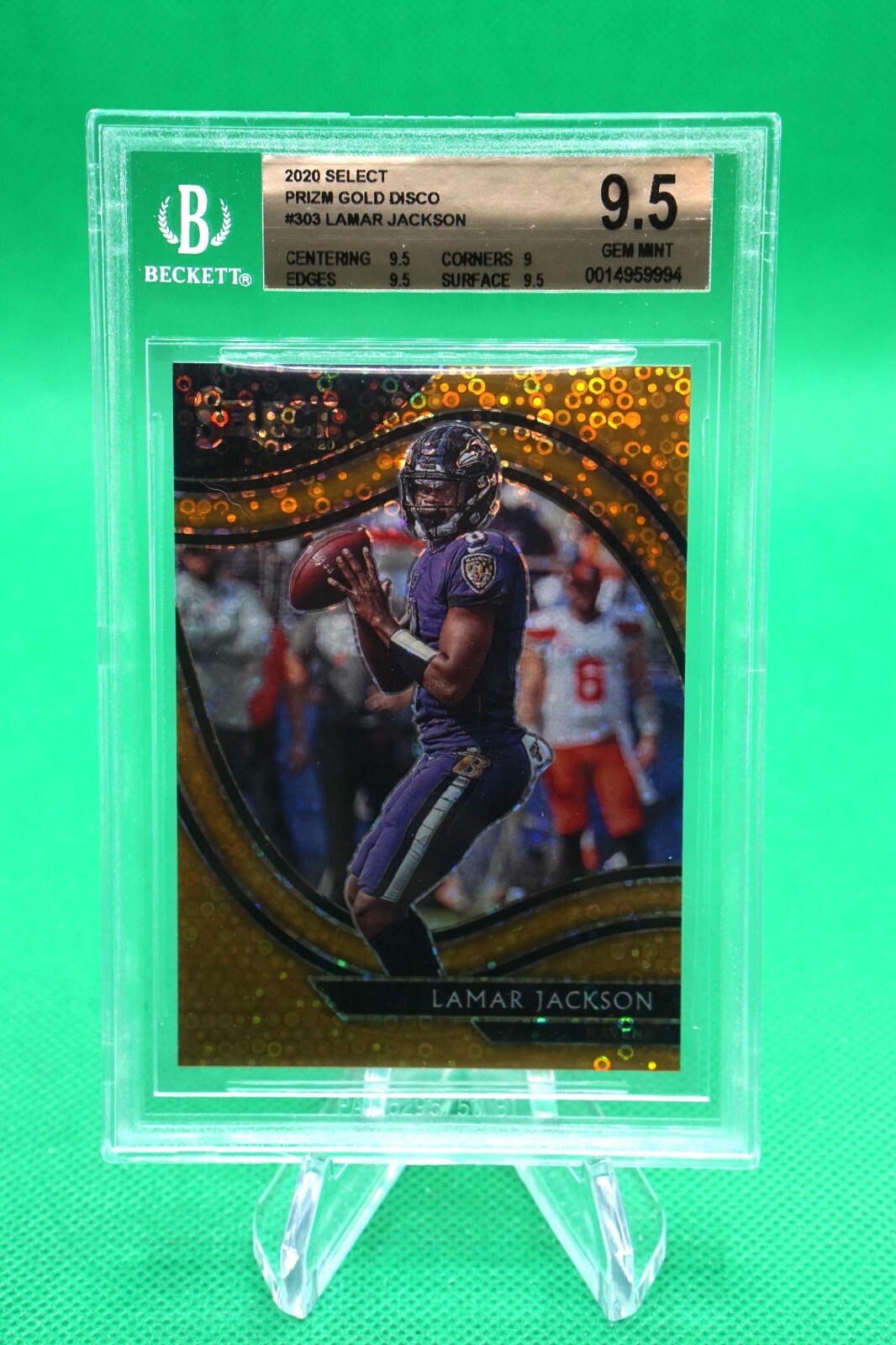 2020 Select Base Field Level Gold Disco 8/10 JERSEY # Lamar Jackson BGS 9.5 ES6