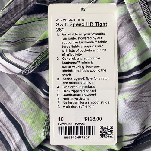 Lululemon Womens Swift Speed High-Rise Tight 28" Size 10 Paint Warp Multi PAWM - Picture 8 of 12