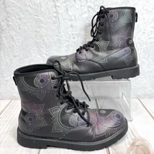 Yin Yang Mandala Chakra Combat Boots Lace Up Vegan Dream Catcher Boho Whimsigoth