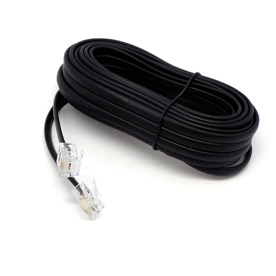 Cavo ADSL RJ11 10 m 4 pin telefono router modem Internet cavo nero telefono BT SKY - Immagine 3 di 4