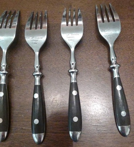 Set Of 6 Washington Forge WF Grenoble Brown Handle Stainless Dessert Forks. WC - Picture 6 of 8