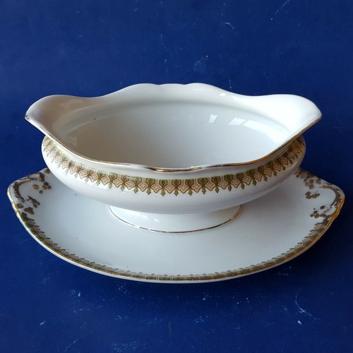 Wm. Guerin & Co Limoges France GUE76 Gravy Boat w/Attached Underplate. Red Green - Picture 6 of 12
