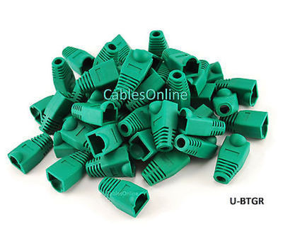 RJ45 Cat5e/ Cat6 Ethernet Cable Plug Strain Relief Boots 50-Pack, Green
