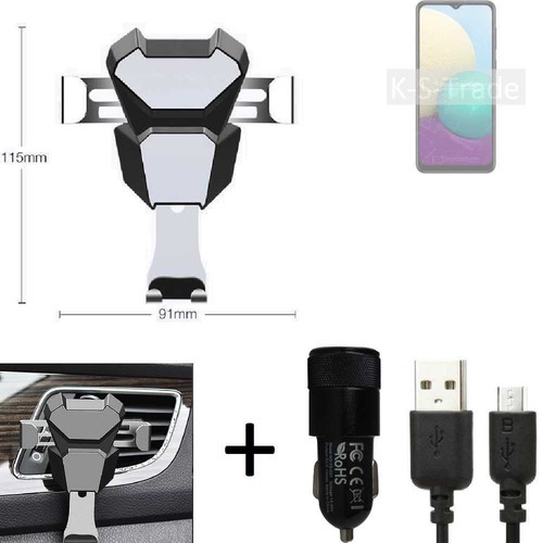  For Samsung Galaxy A02 Airvent mount + CHARGER holder cradle bracket car clamp - Zdjęcie 1 z 7