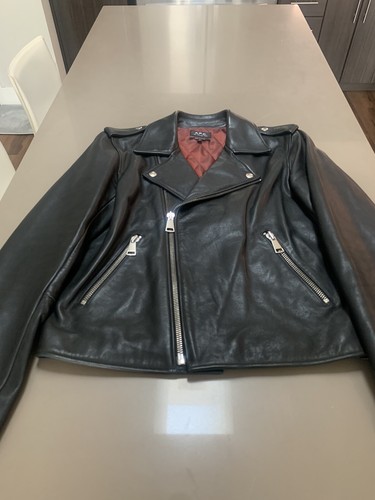 $1500 A.P.C. Paris Perfecto Uno Leather Jacket Black APC S - Picture 4 of 13