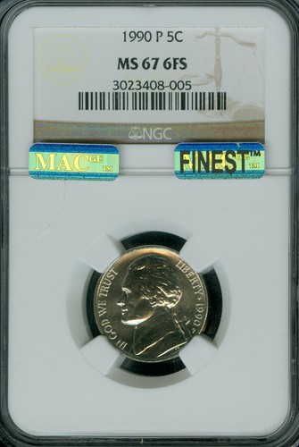 1990 P JEFFERSON NICKEL NGC MS67 6FS MAC FINEST REGISTRY MAC SPOTLESS * - Picture 3 of 3