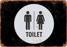 METAL SIGN - Bathroom Unisex Both BLACK -- Vintage Look