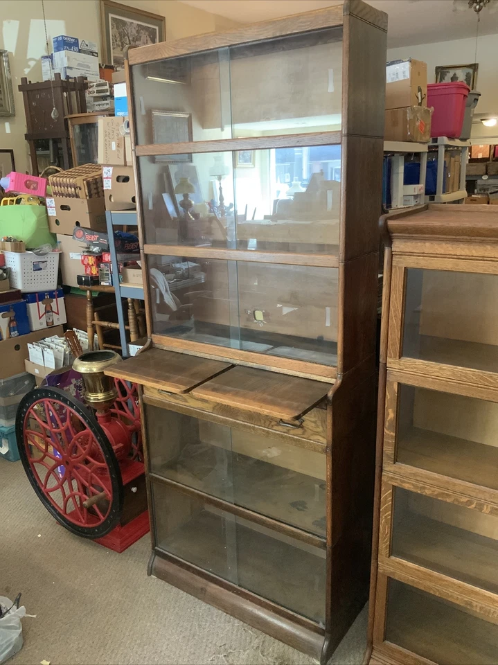 Librería apilable antigua vintage para abogado gabinete de escritorio de vidrio cajón Foto 4 de 4