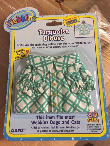 Webkinz Clothing Turquoise Blouse With Online Code From Ganz Plush