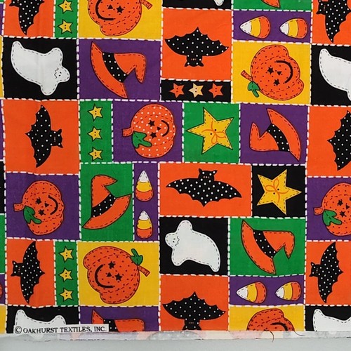 1 yd Oakhurst Textiles Happy Halloween Patchwork Bright Multicolor Cotton Fabric