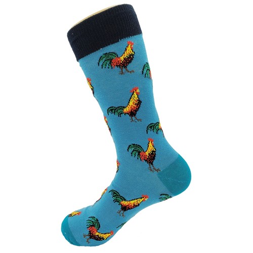 Nuevo con etiquetas Calcetines de Vestir Gallo Novedad Hombres 8-12 Azul Loco Divertido Calcetín - Imagen 3 de 4